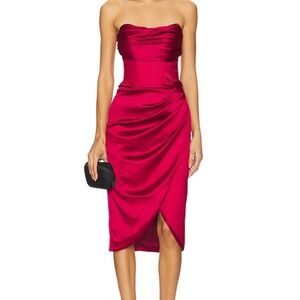BARDOT Jamila Corset Dress in Burgundy